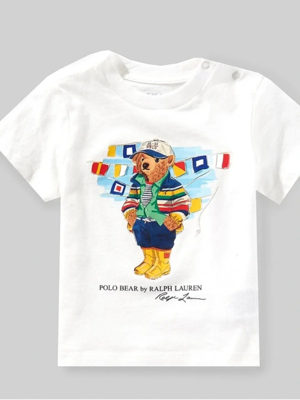 Ralph Lauren White Polo Bear Graphic Tee Sz 2